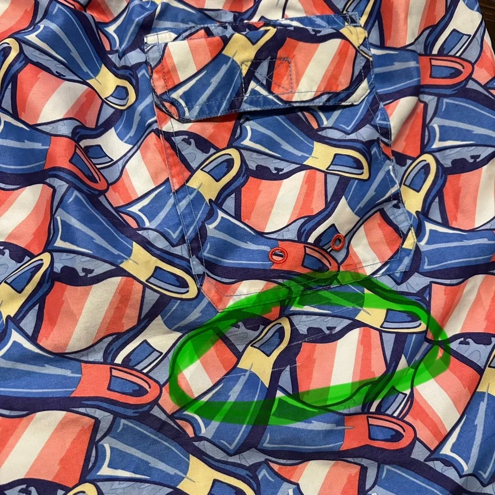 Vineyard Vines Men’s Swim Trunks XXL Flippers Fins‎ Design 6” Inseam